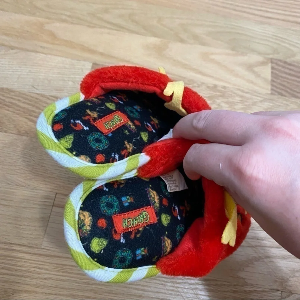 Dr. Seuss The Grinch Slippers Sz 9-10 Red Green Max Kids Boys Christmas